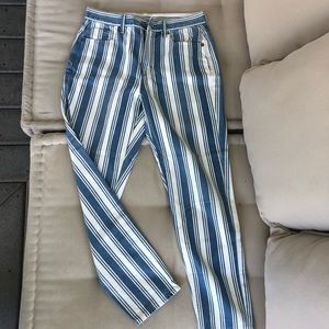 American Eagle blue and white stripped jeans